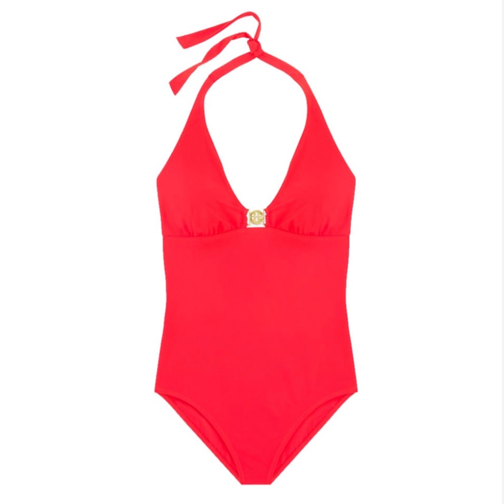 Tory Burch Red Halter One Piece Bathing Suit